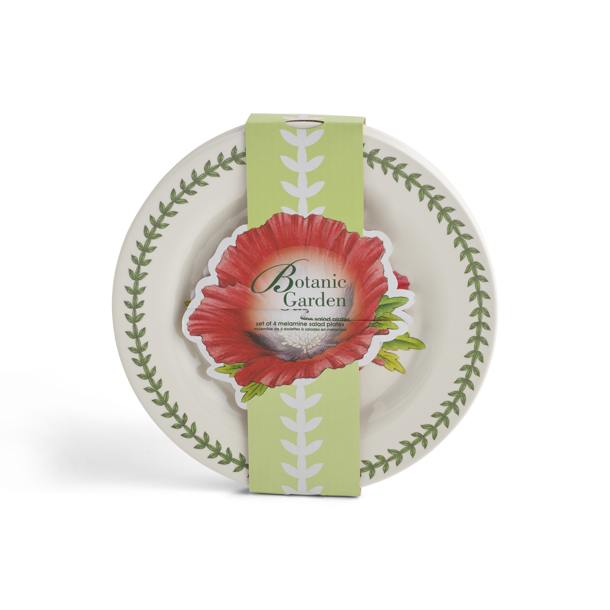 Botanic Garden Melamine Set of 4 Salad-Dessert Plates (Poppy) image number null